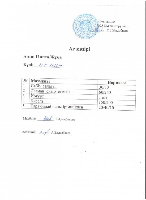 Ас мәзірі 28.10.2022 жыл
