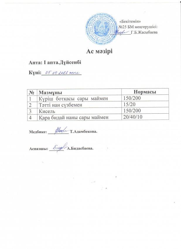 Ас мәзірі 05.09.2022 жылы