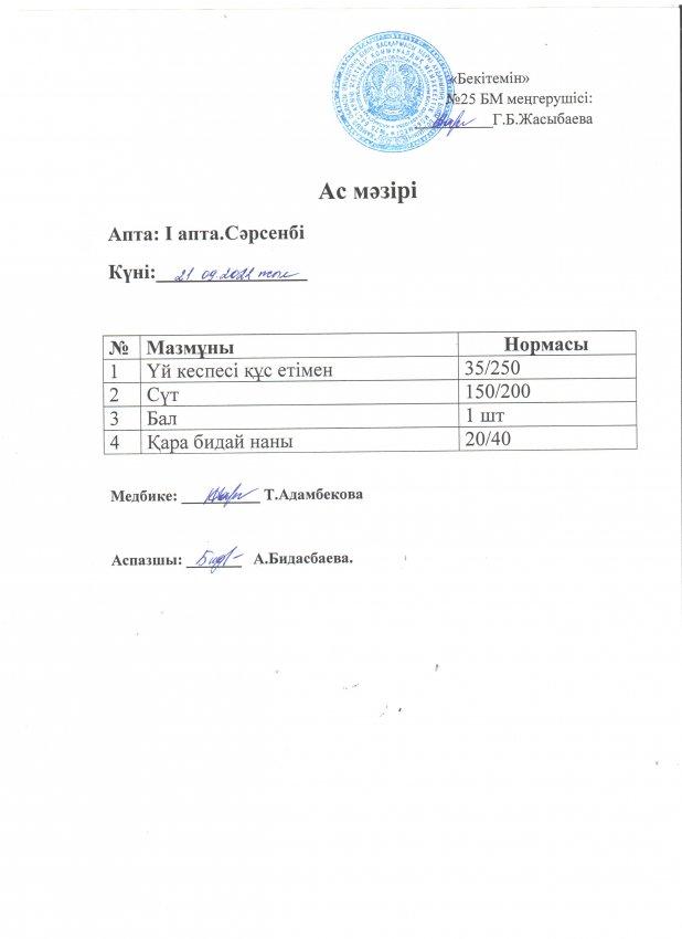 Ас мәзірі 21.09.2022 жылы