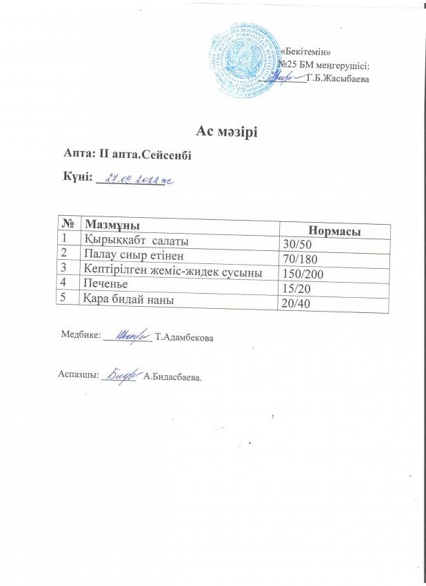 Ас мәзірі 27.09.2022 жылы