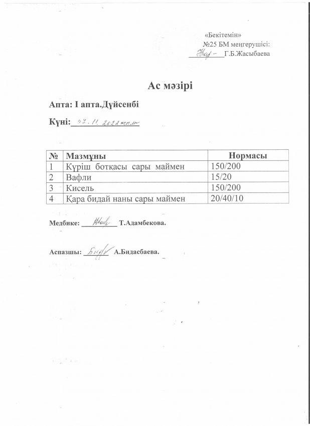 Ас мәзірі 07.11.2022 жыл