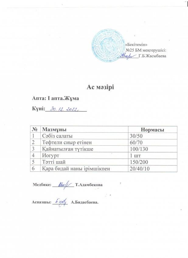 Ас мәзірі 30.12.2022 жыл