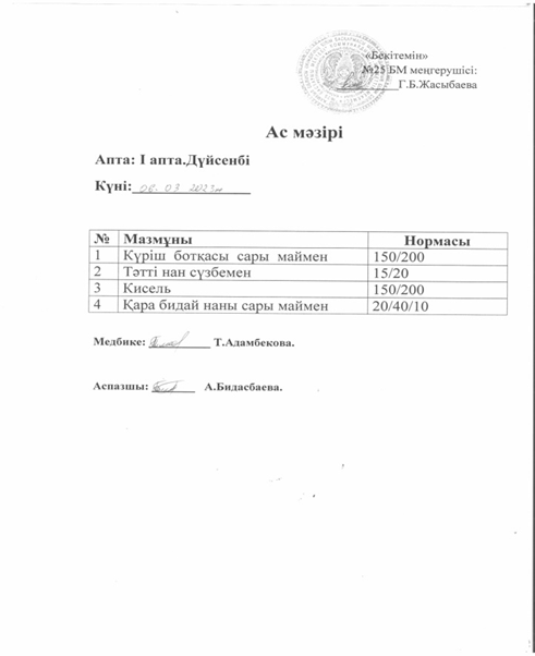 Ас мәзірі 06.03.2023 жылы