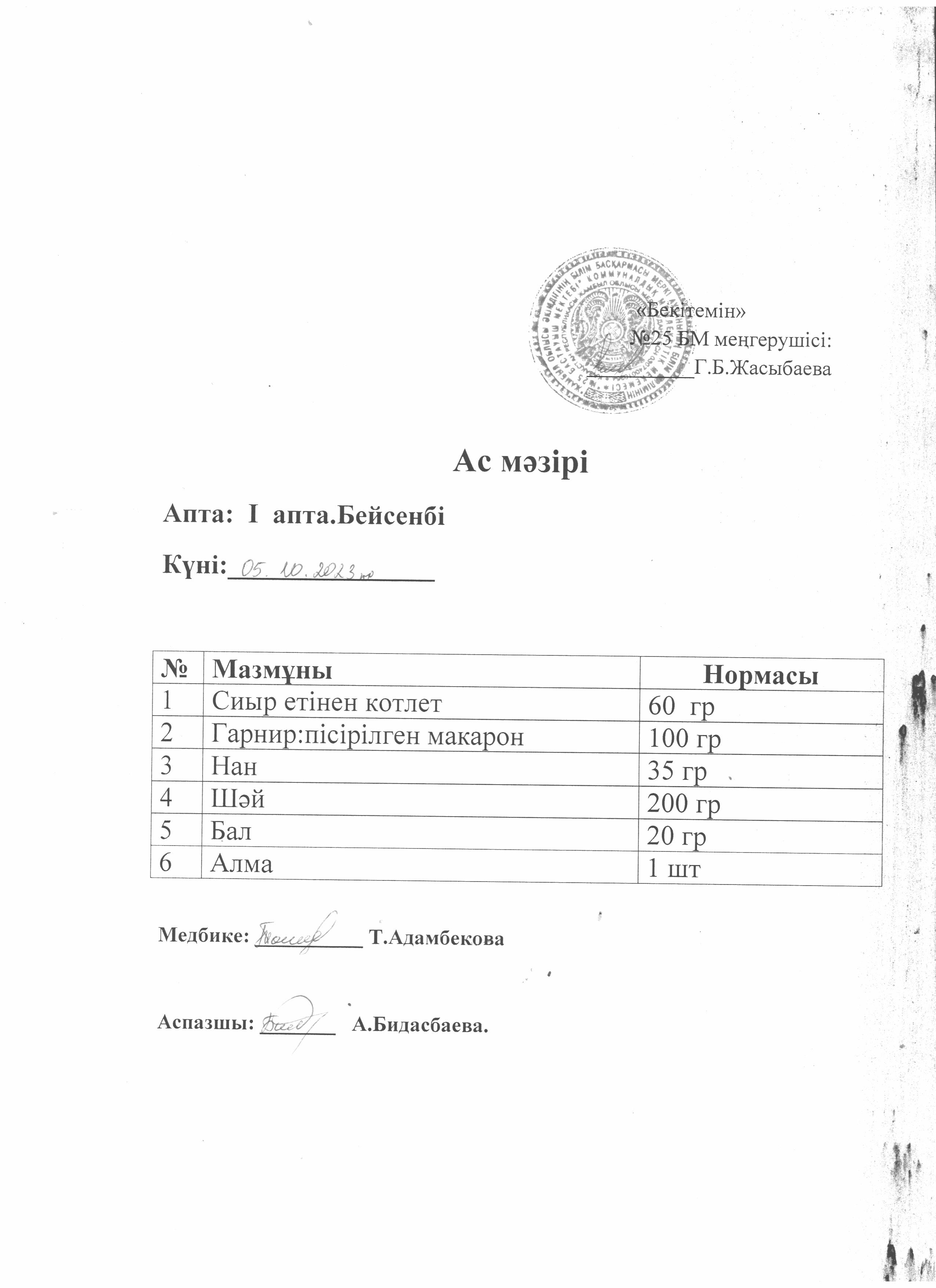 Ас мәзірі