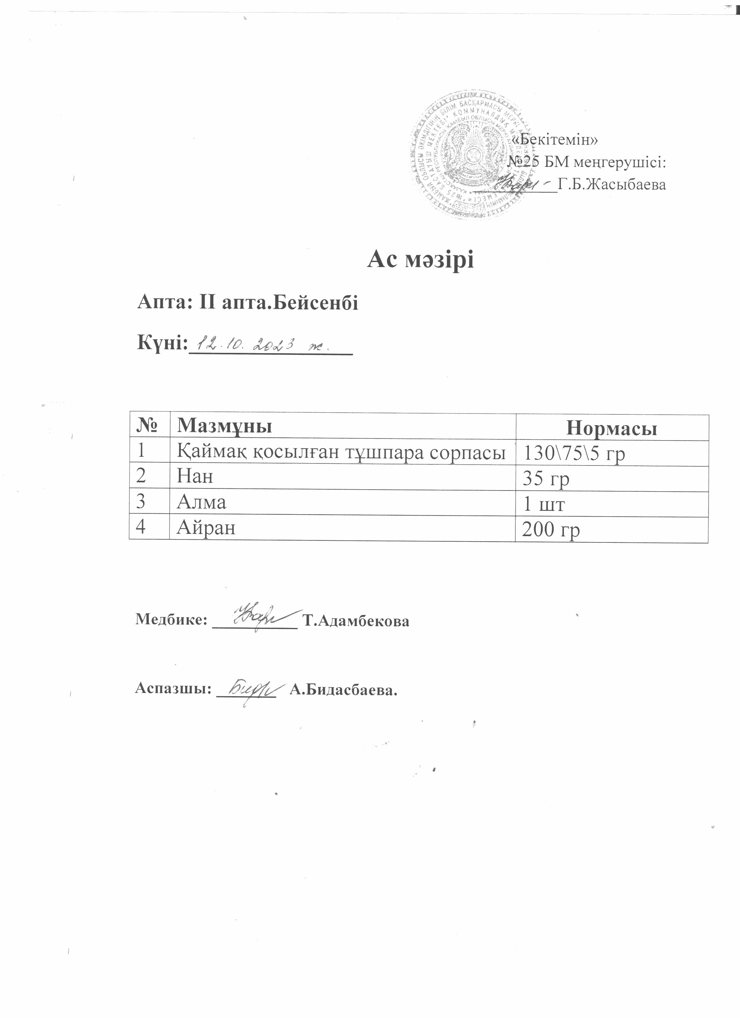 Ас  мәзірі