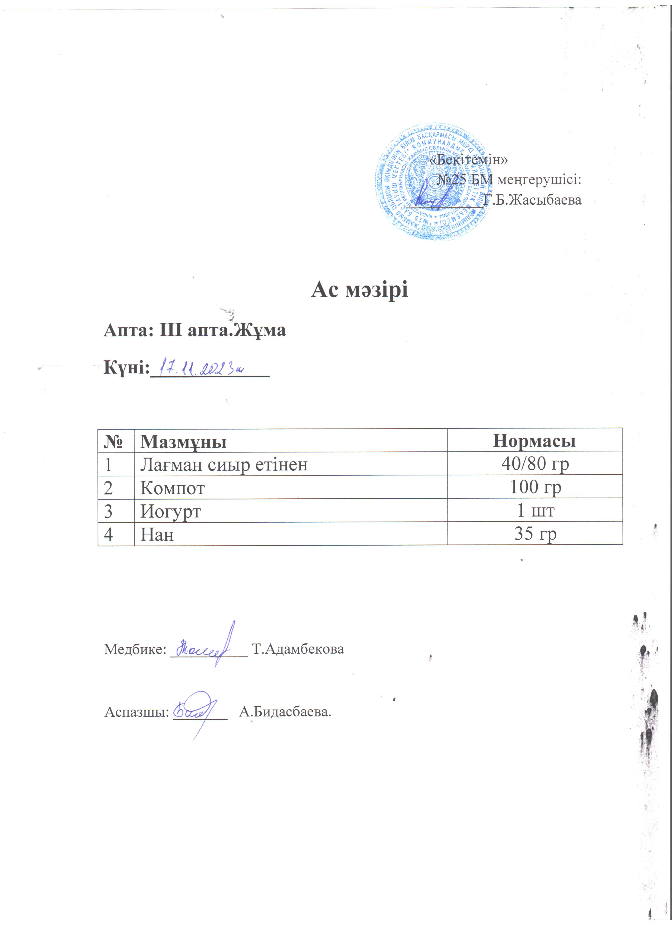 Ас мәзірі