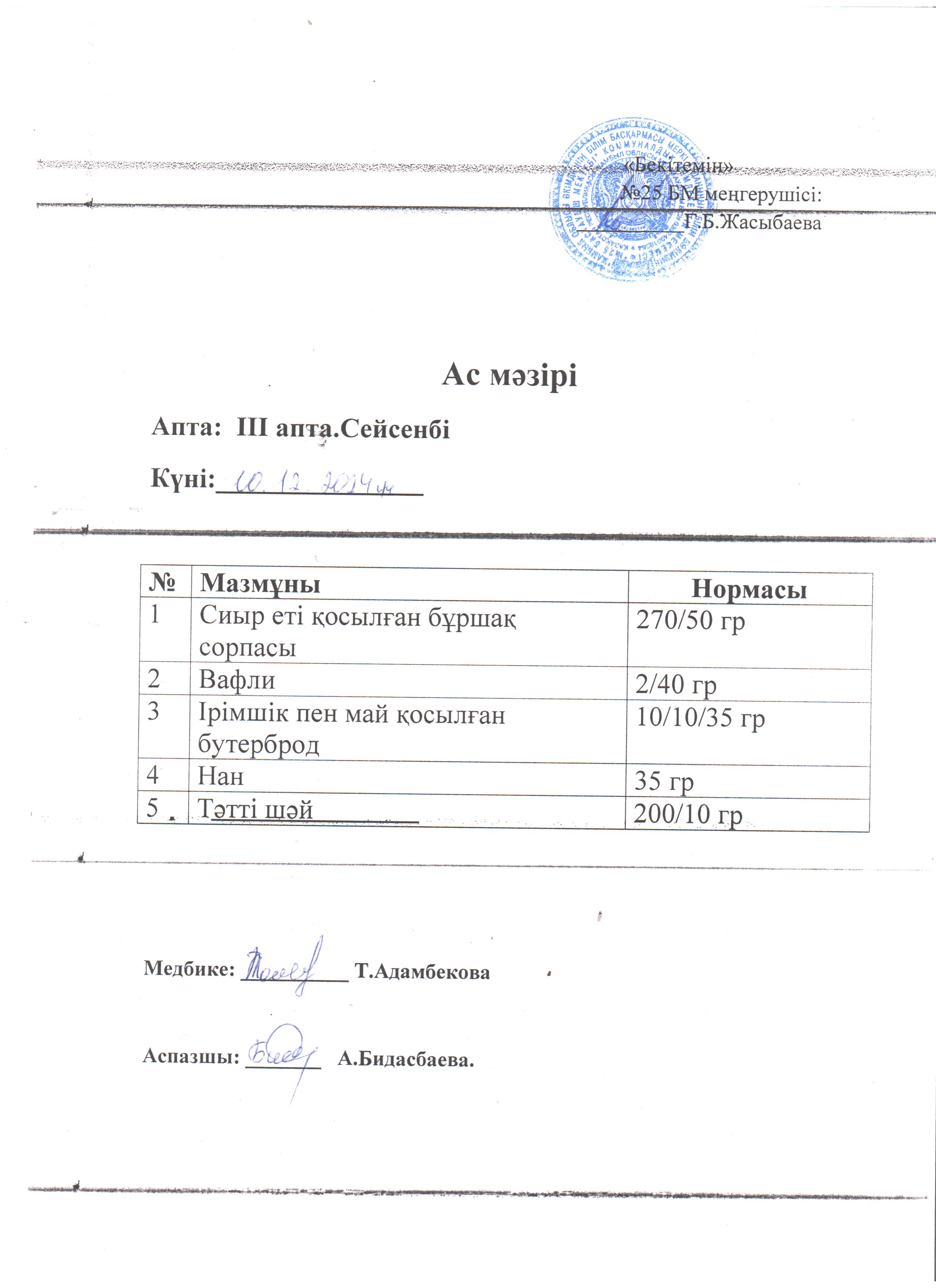 Ас мәзірі