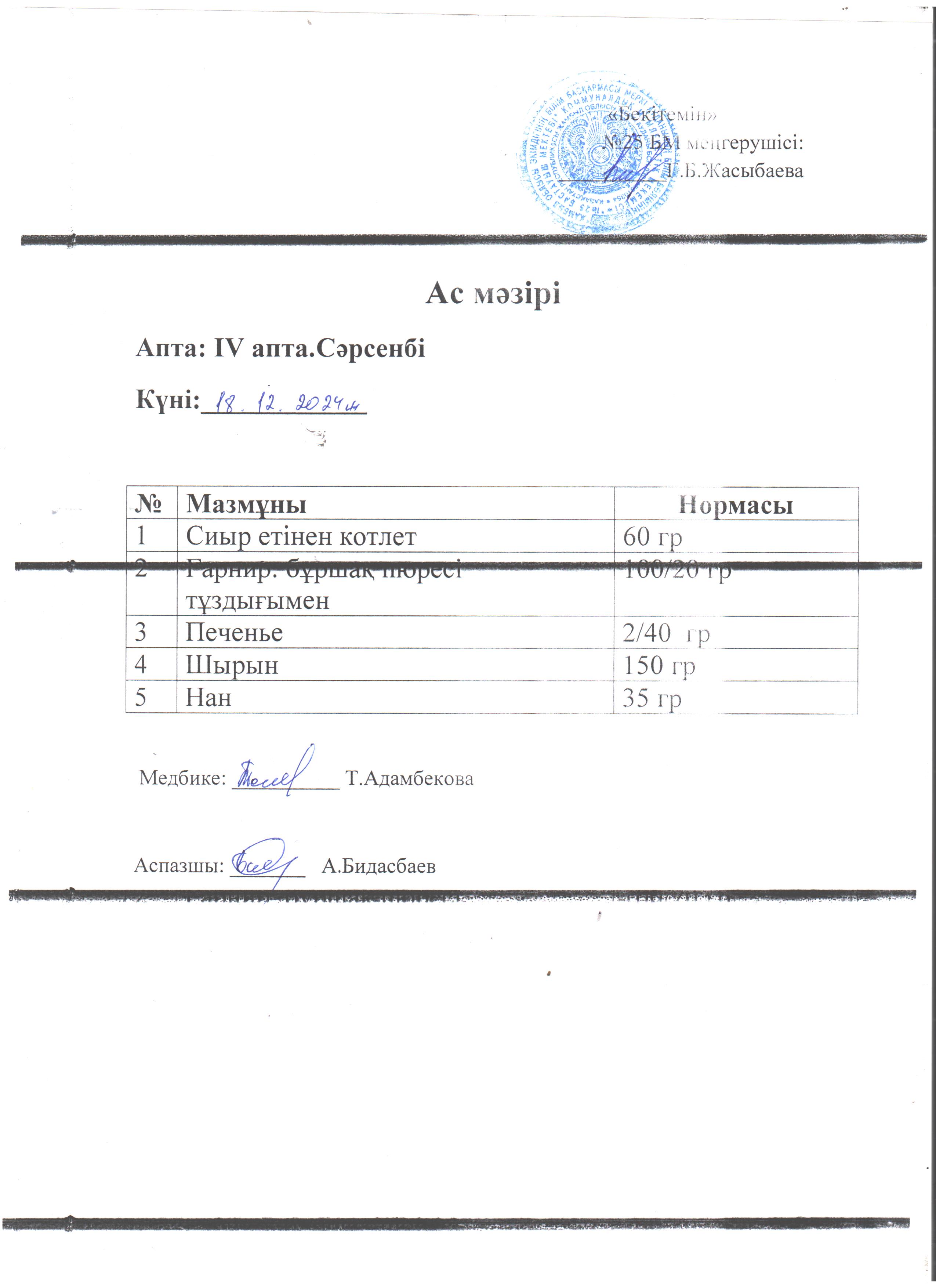 Ас мәзірі